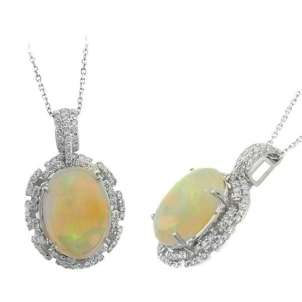 18KW 6ctw Opal & Diamond Pendant Diamonds Direct St. Petersburg, FL