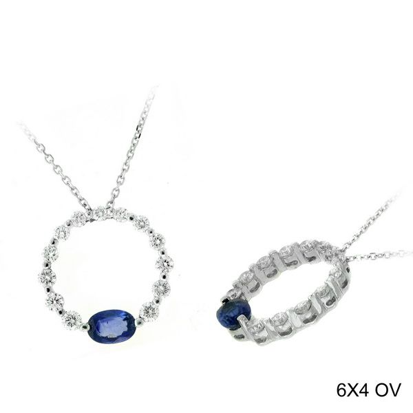 18KW 0.60ctw Sapphire & Diamond Circle Pendant Diamonds Direct St. Petersburg, FL