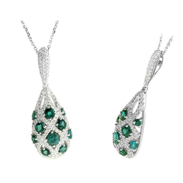 14KW 0.88ctw Emerald & Diamond Necklace Diamonds Direct St. Petersburg, FL