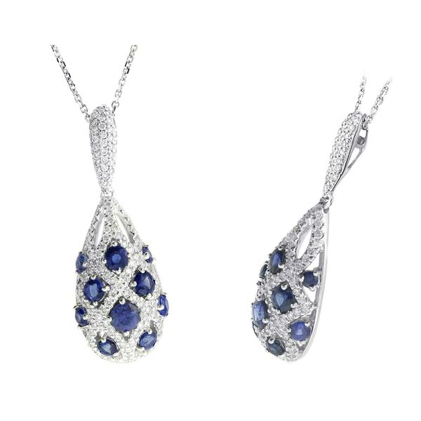 14KW 1.12ctw Blue Sapphire & Diamond Necklace Diamonds Direct St. Petersburg, FL