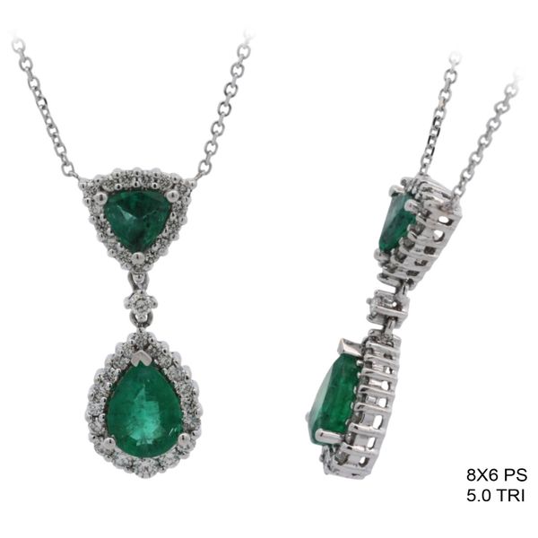 14KW 1.40ctw Emerald & Diamond Drop Necklace Diamonds Direct St. Petersburg, FL