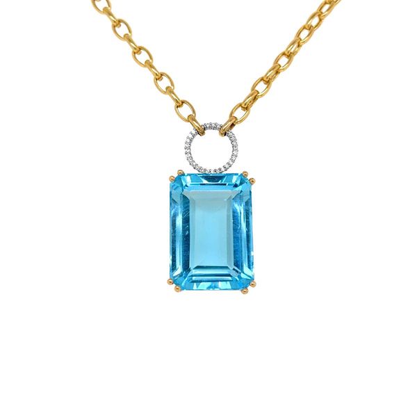 14KY 70ct Blue Topaz & Diamond Pendant Diamonds Direct St. Petersburg, FL