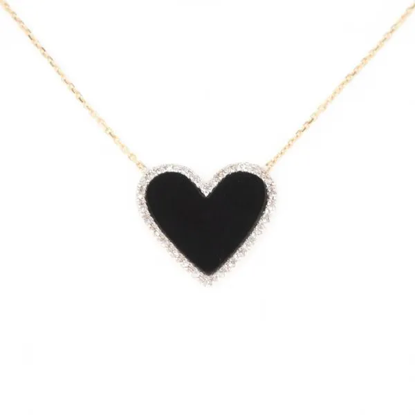 1988 Collection 14KY Black Onyx Heart & Diamond Necklace Diamonds Direct St. Petersburg, FL