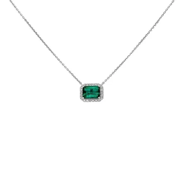 18KW 1.04ct Emerald & Diamond Necklace Diamonds Direct St. Petersburg, FL