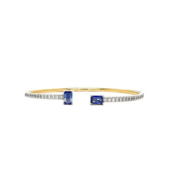 14K Two-Tone 1.32ctw Blue Sapphire & Diamond Bracelet Diamonds Direct St. Petersburg, FL