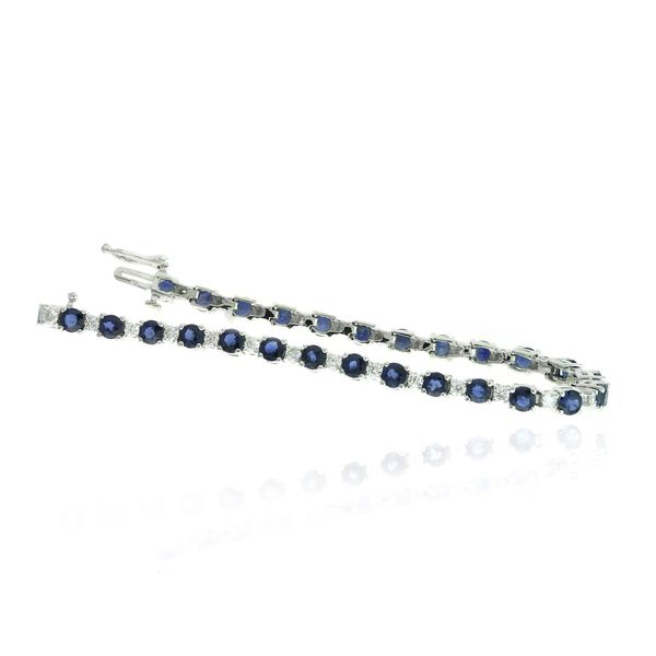 14KW 9.88ctw Diamond & Blue Sapphire Line Bracelet Diamonds Direct St. Petersburg, FL