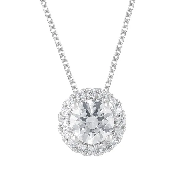 14KW 0.60ctw Lab-Grown Diamond Halo Pendant Diamonds Direct St. Petersburg, FL