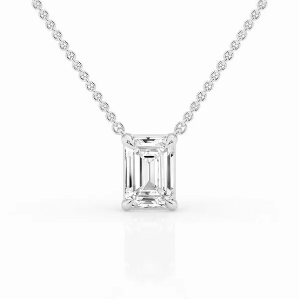 14KW 2.00ct Emerald Cut Lab-Grown Diamond Solitaire Pendant Diamonds Direct St. Petersburg, FL