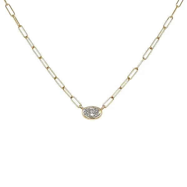 14KY 0.22ctw Oval Lab-Grown Diamond Solitaire Necklace Diamonds Direct St. Petersburg, FL