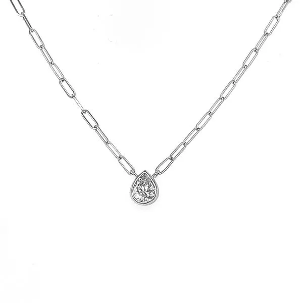 14KW 0.35ctw Pear Shape Lab-Grown Diamond Solitaire Necklace Diamonds Direct St. Petersburg, FL