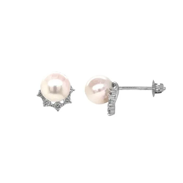 18KW 0.20ctw Pearl & Diamond Stud Earrings Diamonds Direct St. Petersburg, FL