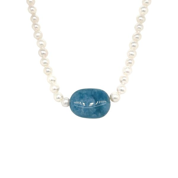 Freshwater Pearl and Aquamarine Necklace Diamonds Direct St. Petersburg, FL