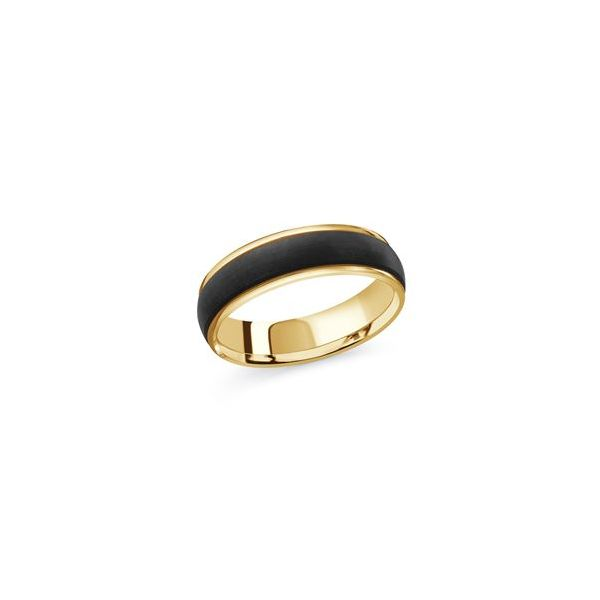 14k Yellow Gold and Carbon Fiber Men's Wedding Band Diamonds Direct St. Petersburg, FL