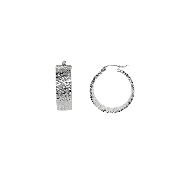 14KW Medium Diamond-Cut Hoop Earrings Diamonds Direct St. Petersburg, FL