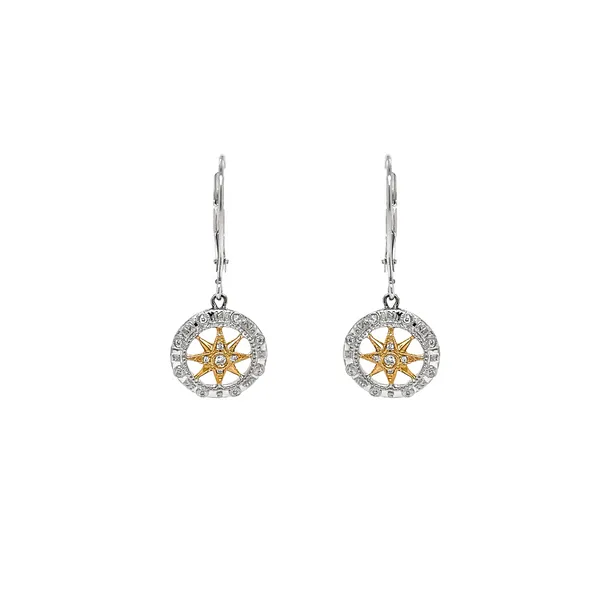 14K Two-Tone Dangle Compass Earrings Diamonds Direct St. Petersburg, FL