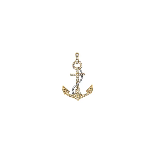 14K Two-Tone 0.23ctw Diamond Anchor Pendant Diamonds Direct St. Petersburg, FL