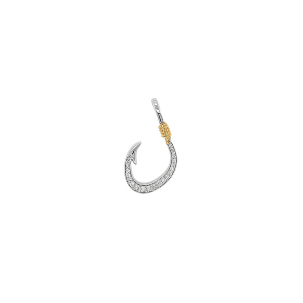 14K Two-Tone 0.06ctw Diamond Fish Hook Pendant Diamonds Direct St. Petersburg, FL