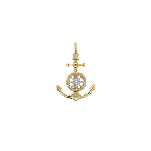 14K Two-Tone Anchor & Compass Pendant Diamonds Direct St. Petersburg, FL