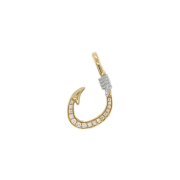 14K Two-Tone 0.13ctw Diamond Fish Hook Pendant Diamonds Direct St. Petersburg, FL