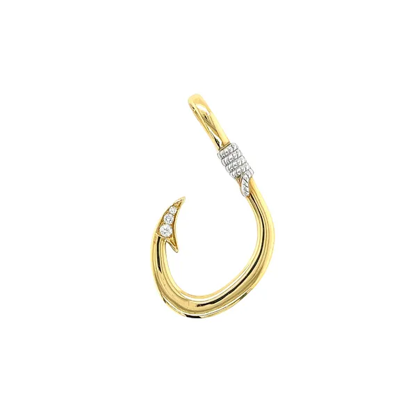 14K Two-Tone 0.11ctw Diamond Fish Hook Pendant Diamonds Direct St. Petersburg, FL