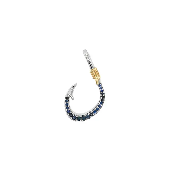 14K Two-Tone 0.36ctw Blue Sapphire Fish Hook Pendant Diamonds Direct St. Petersburg, FL