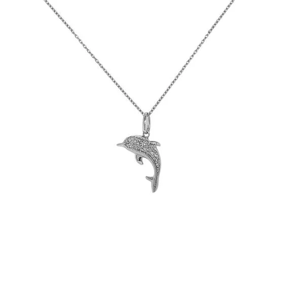 10KW 0.08ctw Petite Diamond Dolphin Pendant Diamonds Direct St. Petersburg, FL