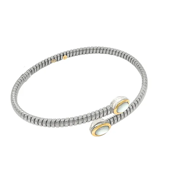PiyaRo Sterling Silver & 18KY Mother of Pearl Wrap Bracelet Image 2 Diamonds Direct St. Petersburg, FL