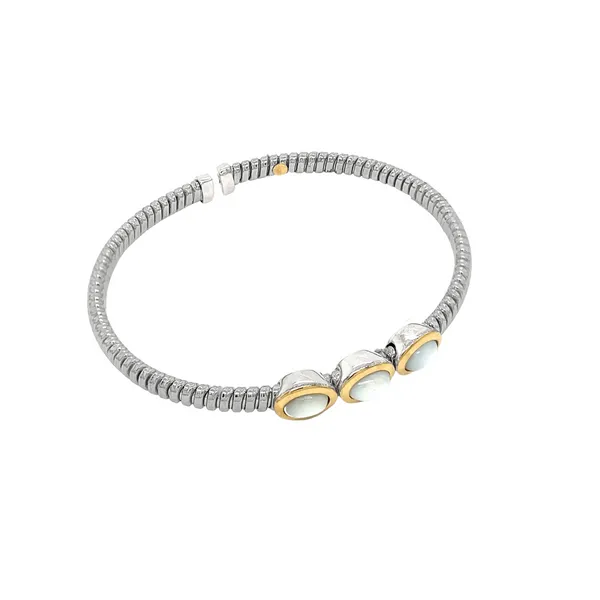 PiyaRo Sterling Silver & 18KY Mother of Pearl 3-Stone Bracelet Image 2 Diamonds Direct St. Petersburg, FL