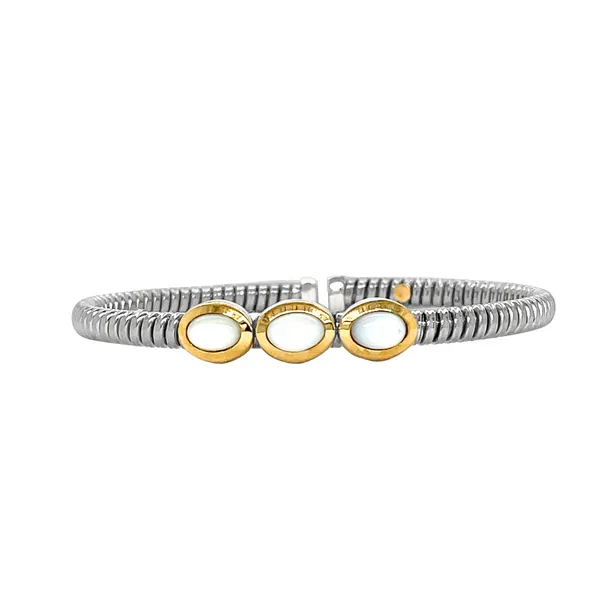 PiyaRo Sterling Silver & 18KY Mother of Pearl 3-Stone Bracelet Diamonds Direct St. Petersburg, FL