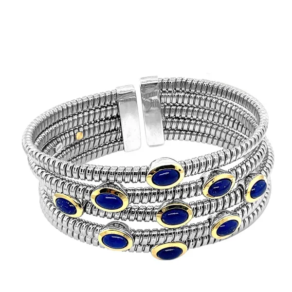 PiyaRo Sterling Silver and 18KY Lapis Five Row Lapis Bracelet Image 2 Diamonds Direct St. Petersburg, FL