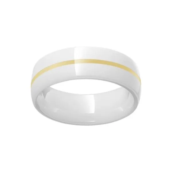 Men's White Ceramic & 14KY Wedding Band Diamonds Direct St. Petersburg, FL