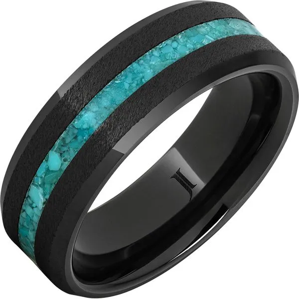 Men's Black Ceramic & Turquoise Wedding Band Diamonds Direct St. Petersburg, FL