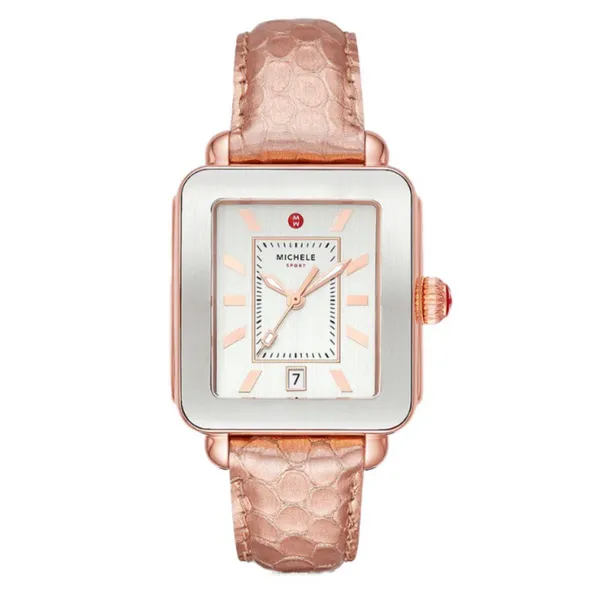 MICHELE Deco Sport Pink Gold Tone Watch Diamonds Direct St. Petersburg, FL