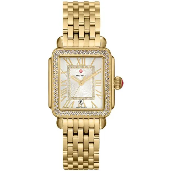 MICHELE Deco Mid Two-Tone 18K Gold-Plated Ruby Red Diamond Watch Diamonds Direct St. Petersburg, FL