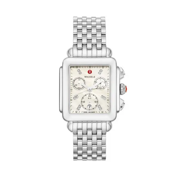 MICHELE Deco Stainless Steel & Diamond Dial Watch Diamonds Direct St. Petersburg, FL