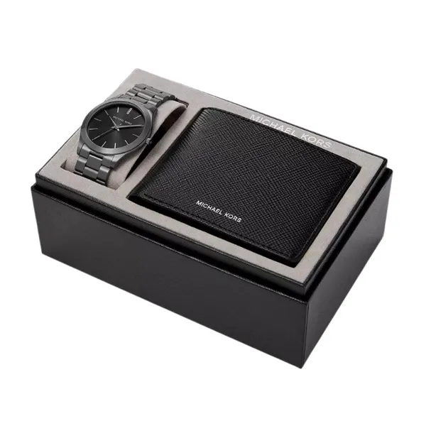 Michael Kors Men's Slim Runway Gunmetal Watch & Wallet Gift Set Image 3 Diamonds Direct St. Petersburg, FL