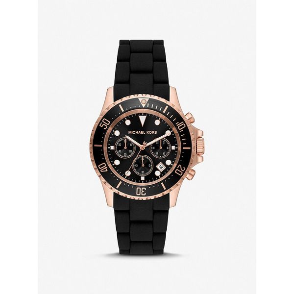 Michael Kors Oversized Everest Rose Gold-Tone and Silicone Watch Diamonds Direct St. Petersburg, FL