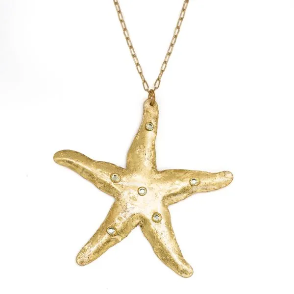 Evocateur 22K Gold Leaf Starfish & Crystal Necklace Diamonds Direct St. Petersburg, FL