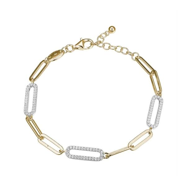 Sterling Silver Gold-Plated Paperclip Chain Bracelet Diamonds Direct St. Petersburg, FL