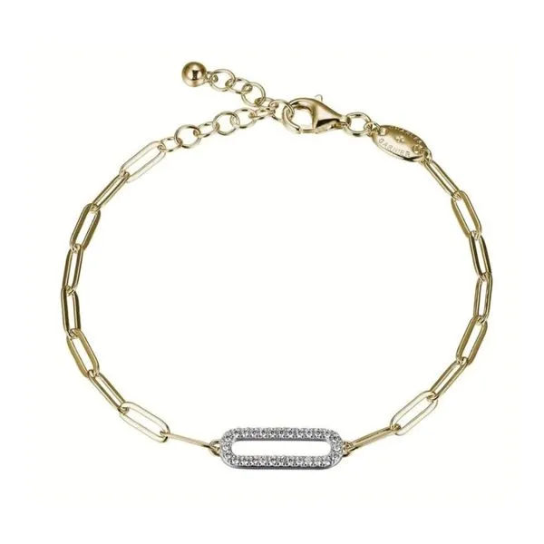 Sterling Silver Gold-Plated Open Link Paperclip Chain Bracelet Diamonds Direct St. Petersburg, FL