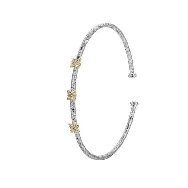 Sterling Silver Gold Plated Floral CZ Cuff Bracelet Diamonds Direct St. Petersburg, FL