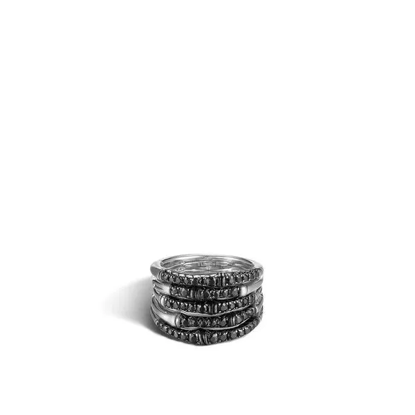 John Hardy Silver Bamboo Lave Wide Ring Diamonds Direct St. Petersburg, FL