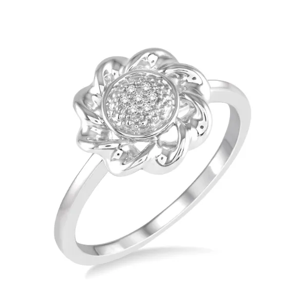Sterling Silver 0.03ctw Twisted Diamond Ring Diamonds Direct St. Petersburg, FL