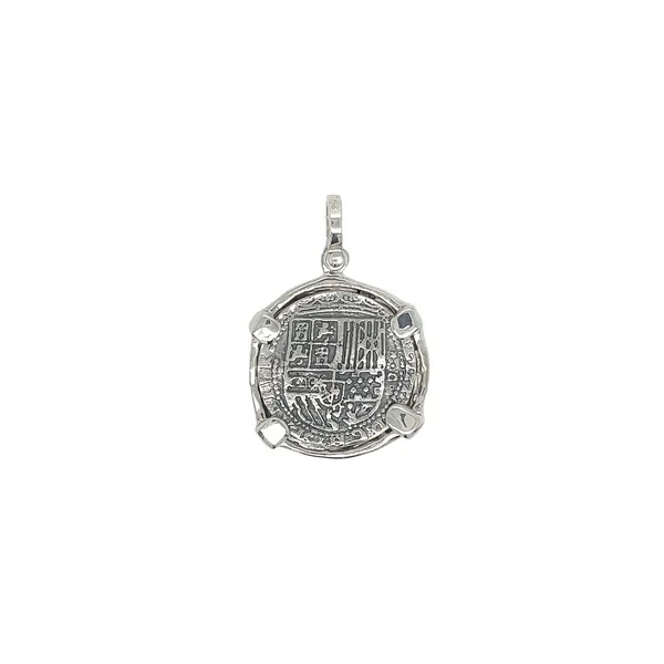 Sterling Silver Replica Atocha Coin Pendant with CZ's Image 2 Diamonds Direct St. Petersburg, FL