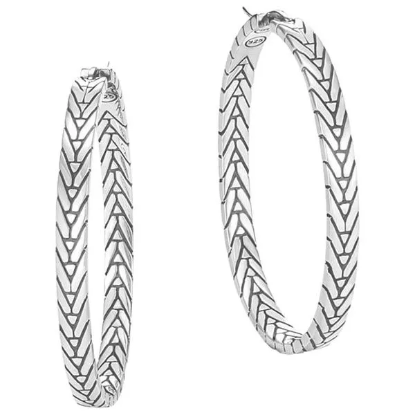 John Hardy Silver Medium Hoop Earrings Diamonds Direct St. Petersburg, FL