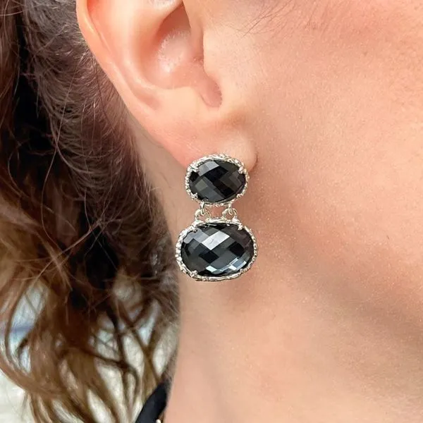 Sterling Silver Oval Hematite Dangle Earrings Image 2 Diamonds Direct St. Petersburg, FL