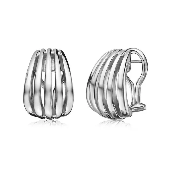 Sterling Silver Birdcage Huggie Earrings Diamonds Direct St. Petersburg, FL