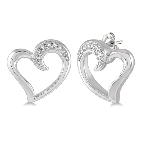 Sterling Silver Diamond Heart Earrings Diamonds Direct St. Petersburg, FL