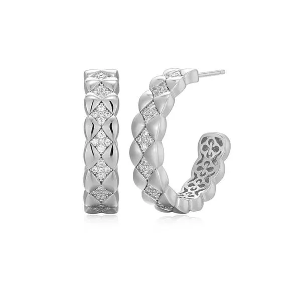 Sterling Silver Quilted Hoop Earrings Diamonds Direct St. Petersburg, FL
