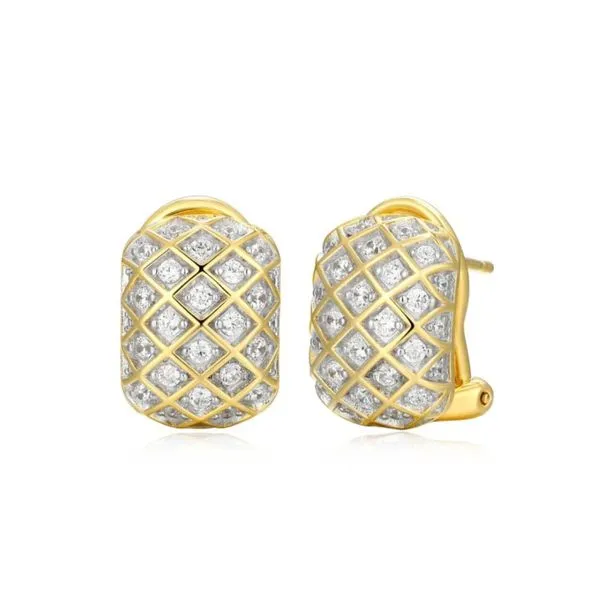 Sterling Silver Gold-Plated Quilted Earrings Diamonds Direct St. Petersburg, FL